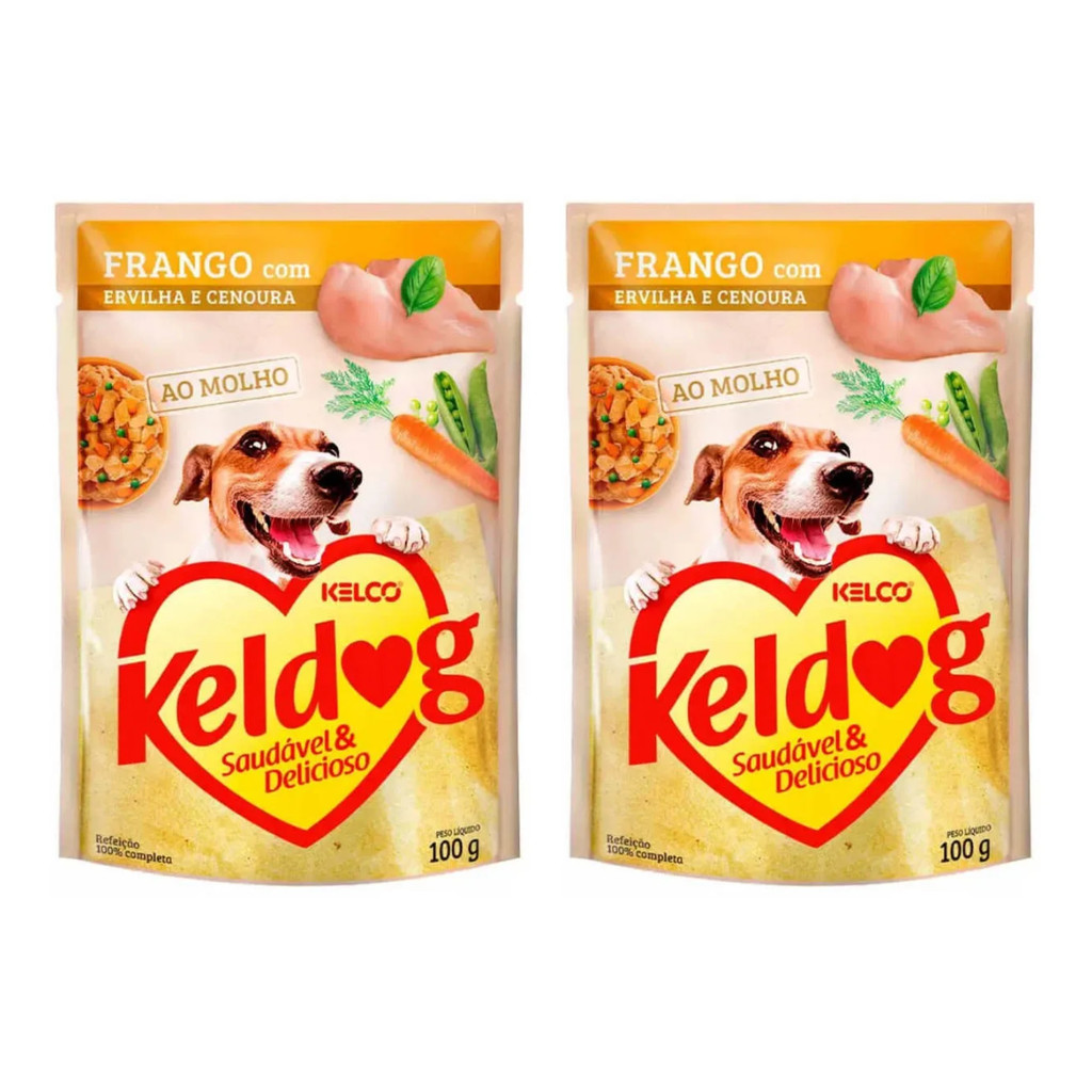 KIT COM 2 KELDOG SACHÊ CÃO FRANGO/ERVILHAS/CENOURA 100GR