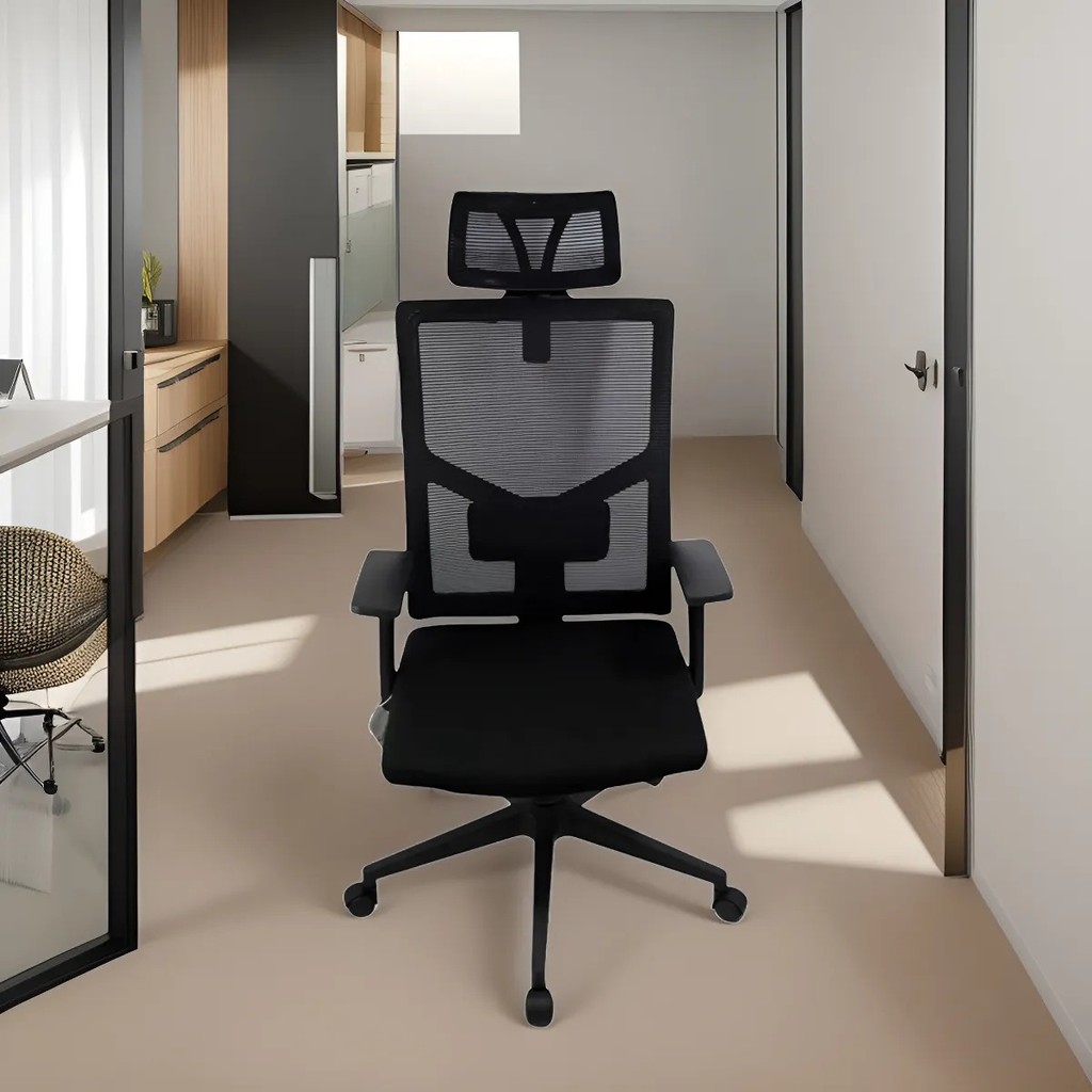 Cadeira Cayman Giratoria C/ Base em Nylon,assento Estofado,encosto em Mesh e Braço Fixo Pp e Relax