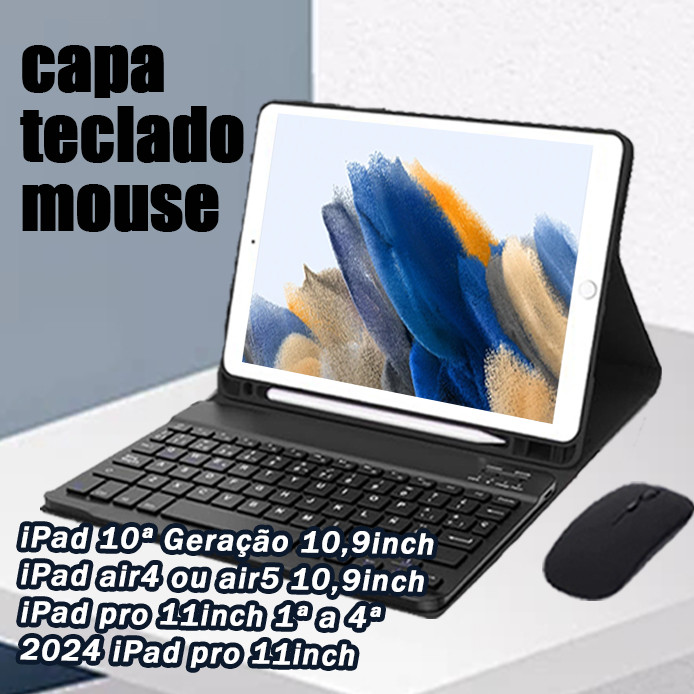 Capa com Teclado e mouse Para ipad 10 11 Geração, ipad air4 ou air5, 2018 a 2024 ipad pro 11inch em Oferta na Shopee