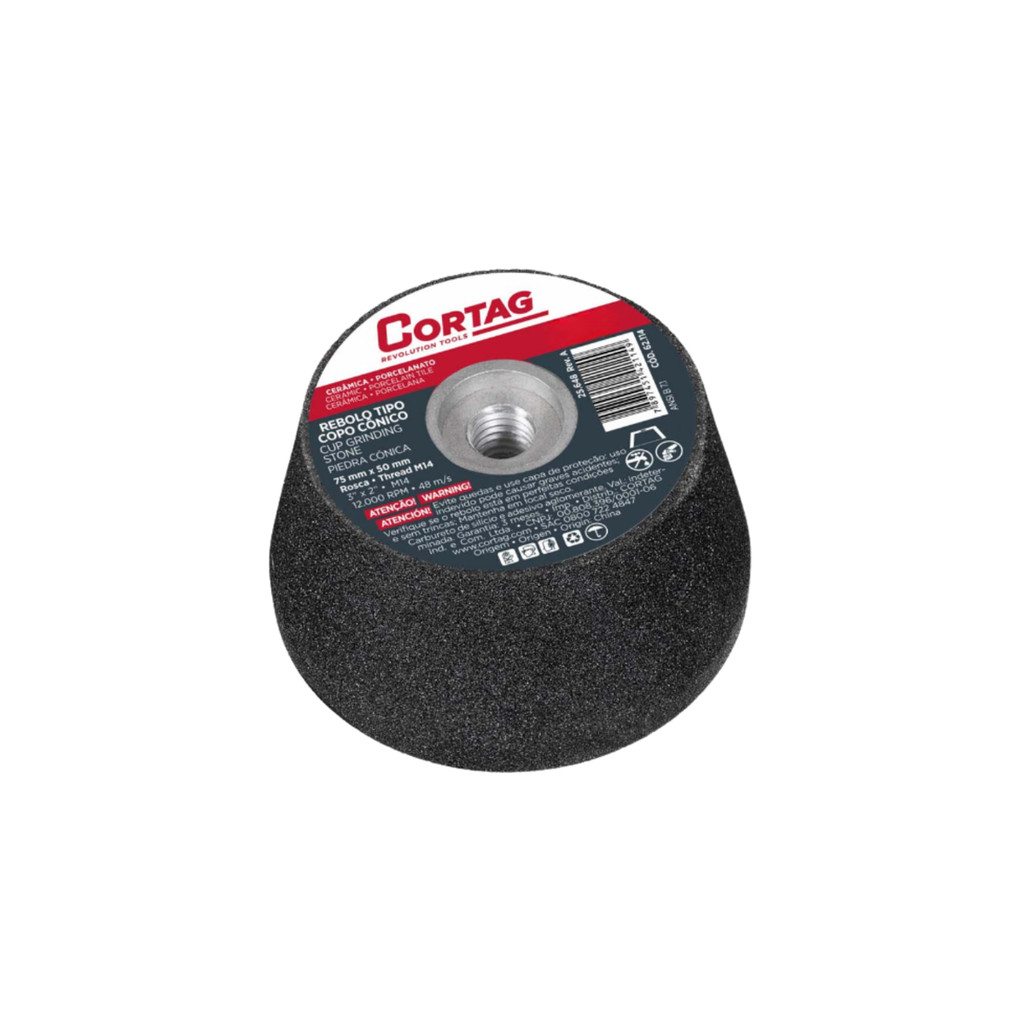 Rebolo Tipo Copo Cônico 75mm Rosca Cortag em Oferta na Shopee