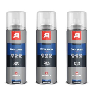 Kit 3 Tintas Sprays Uso Geral 400ml - Autofix 400ml / 210g - Preto Fosco OK em Oferta na Shopee