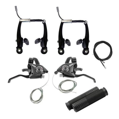 KIT PASSADOR ALAVANCA RAPID FIRE 21V + FREIO V-BRAKE ALUMÍNIO BIKE