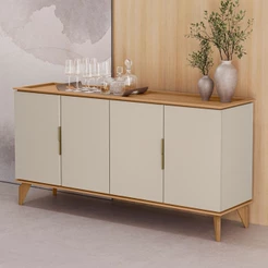 Balcão Buffet évora 4 Portas Jequitiba/Off White Fosco - Linea Brasil
