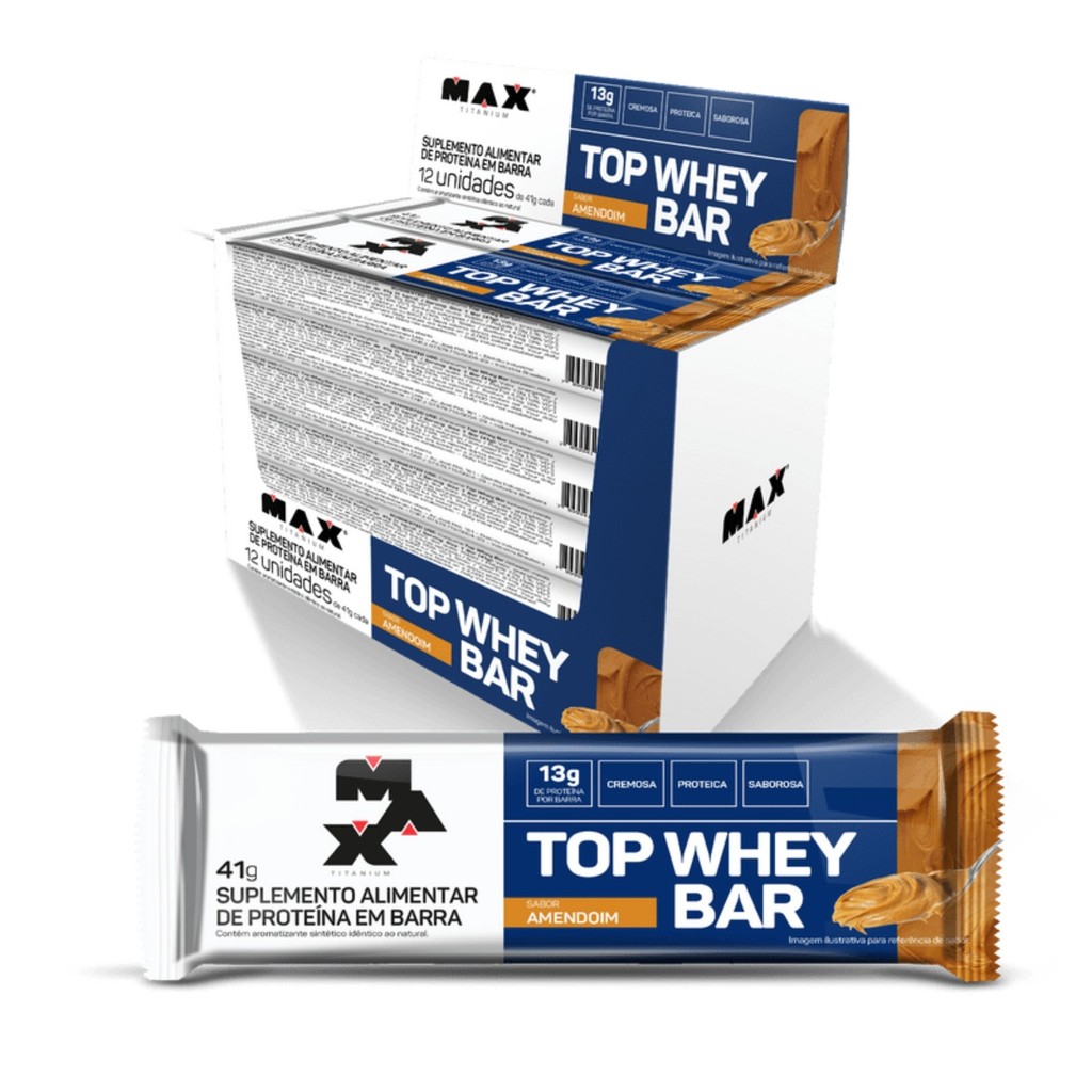 Top Whey Bar Display Com 12 Un De 41g Max Titanium em Oferta na Shopee