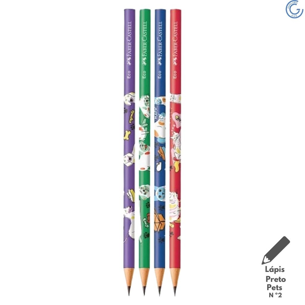 Lápis Preto Pets Sortido Unidade - Faber Castell