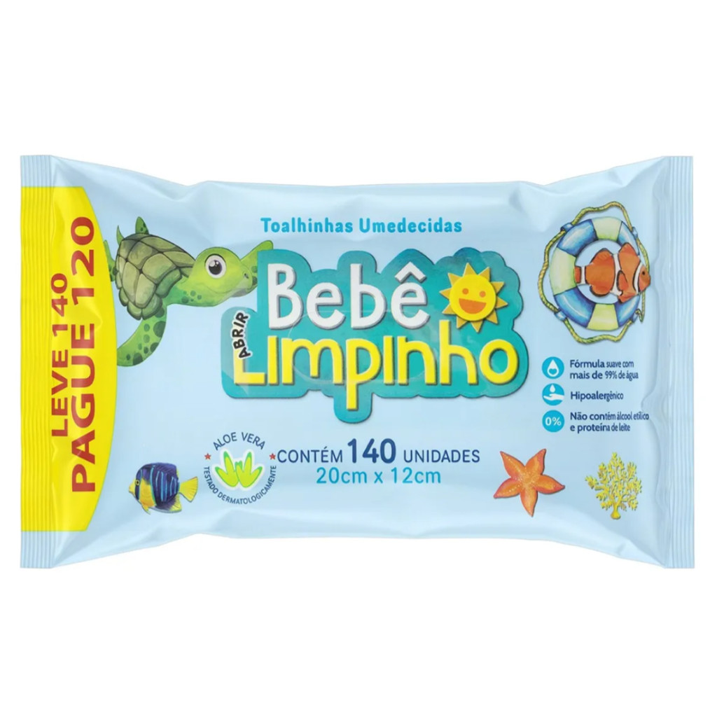 Bebê Limpinho toalhas umedecidas 140 unidades