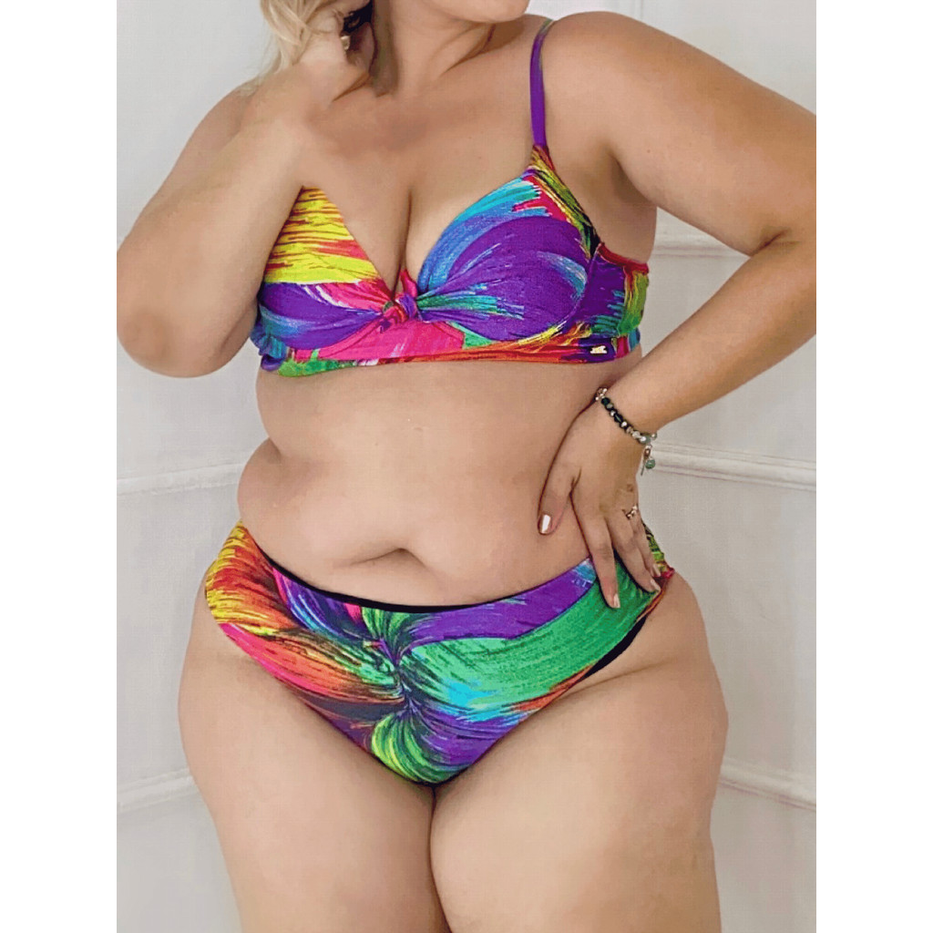 Calcinha Biquíni Tanga Dupla Face Colors Bia com Proteção UV50+ Plus Size Midi Size