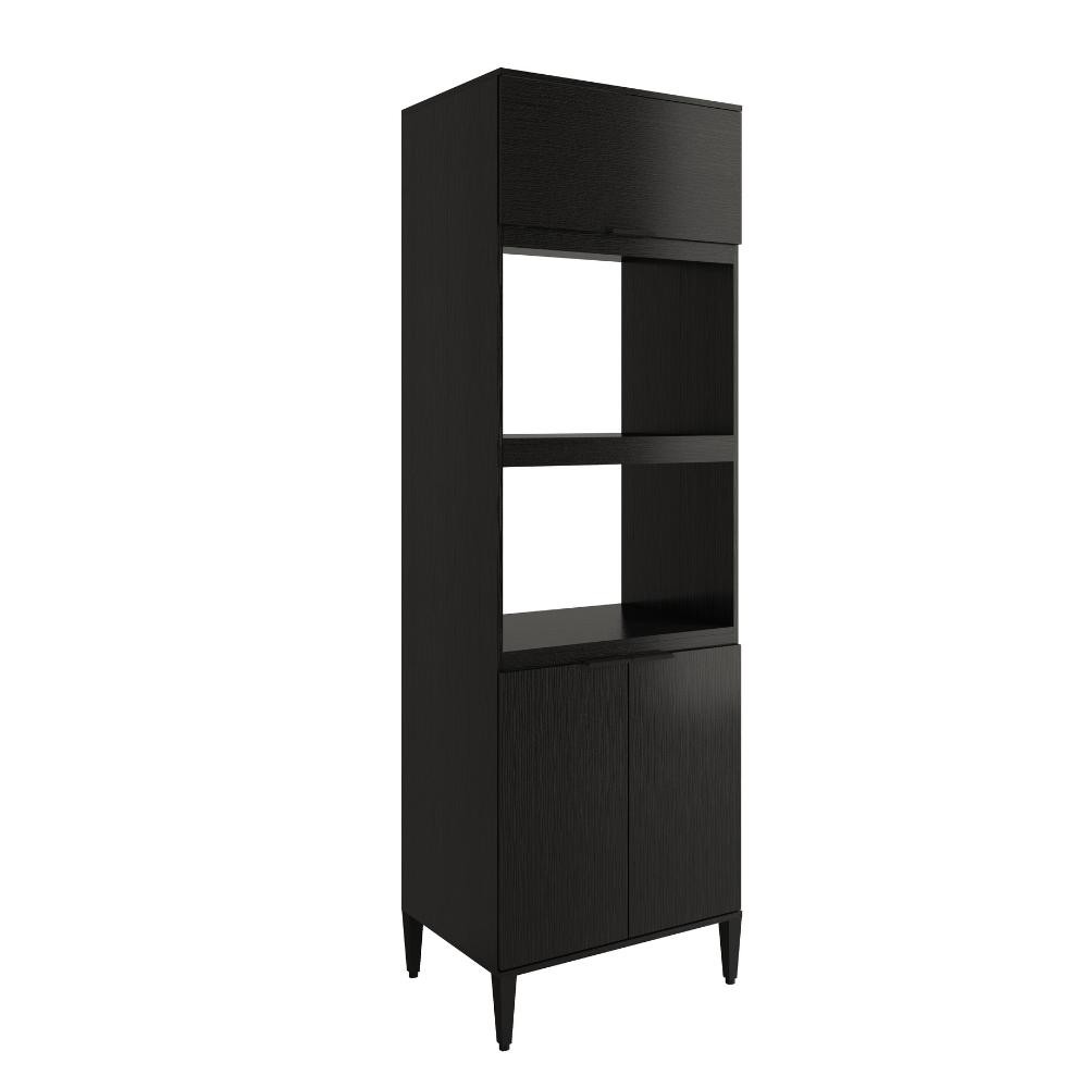 Torre Quente Miami para 1 Forno 1 Microondas 3 Portas Carraro Preto Touch