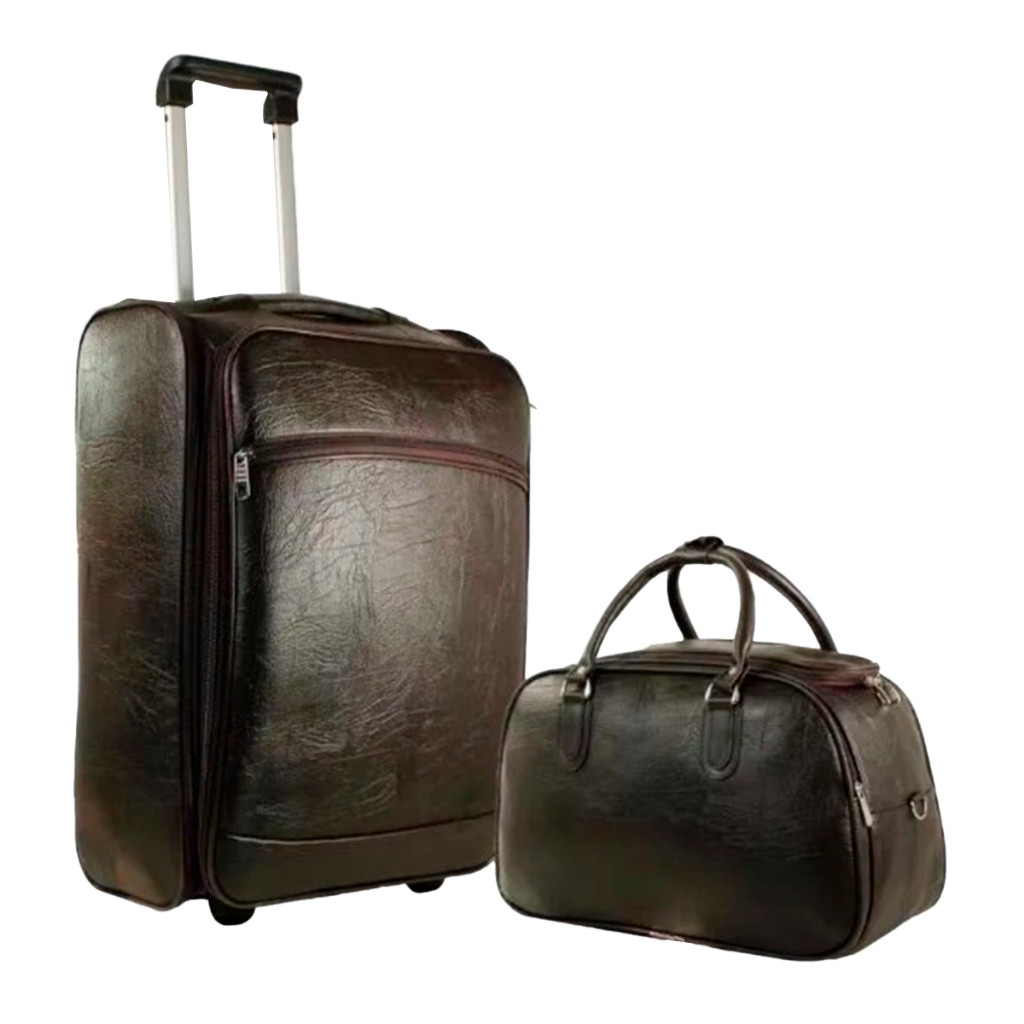 conjunto elegante de viagem: mala de couro 10kg e bolsa de mão média - estilo e praticidade em suas jornadas.