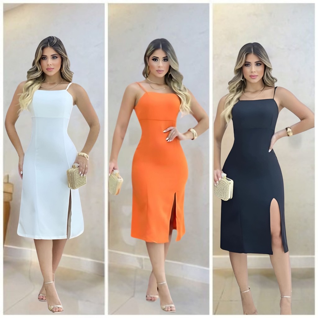 🛍️ Vestido Casual midi  Sofisticado com Zíper Invisível - Elegância + Conforto | Tamanhos P ao G