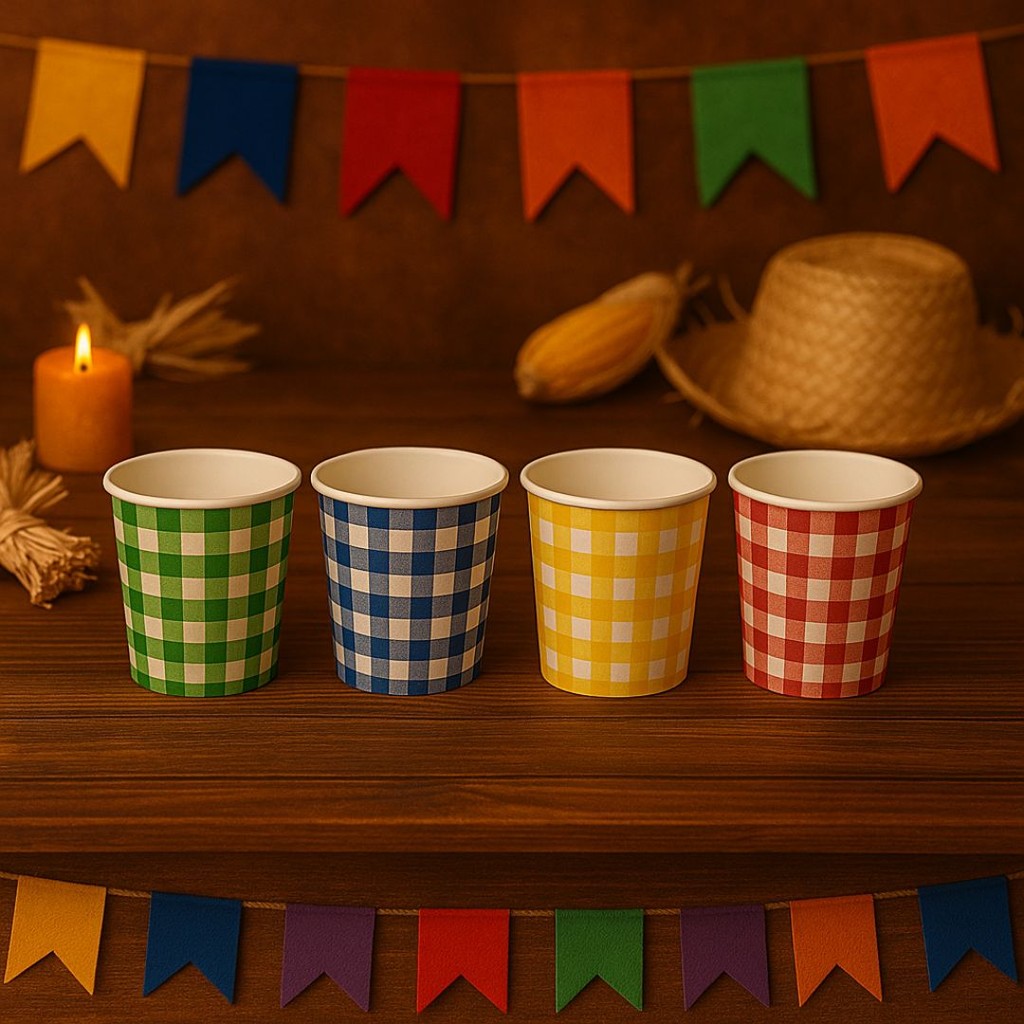 10~60 COPOS FESTA JUNINA 200ML XADREZ ( SILVER FESTAS ) FESTA JUNINA 2025 em Oferta na Shopee