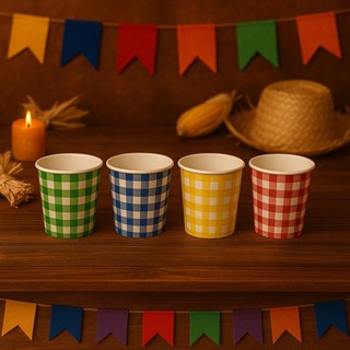 10~60 COPOS FESTA JUNINA 200ML XADREZ ( SILVER FESTAS ) FESTA JUNINA 2025 em Oferta na Shopee