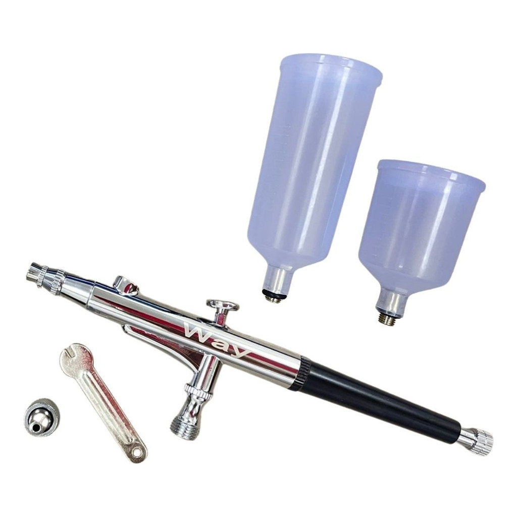 CANETA AERÓGRAFO DUPLA AÇÃO COM 2 CANECAS - IWCA2C em Oferta na Shopee