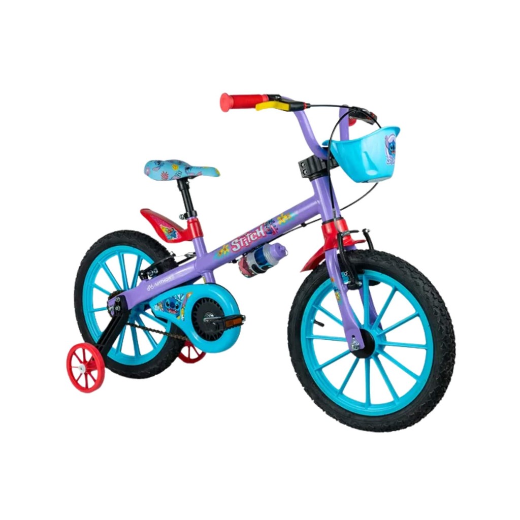 Bicicleta Infantil Aro 16" Stitch 02 Disney Rodinhas Garrafinha Nathor - 101250160008