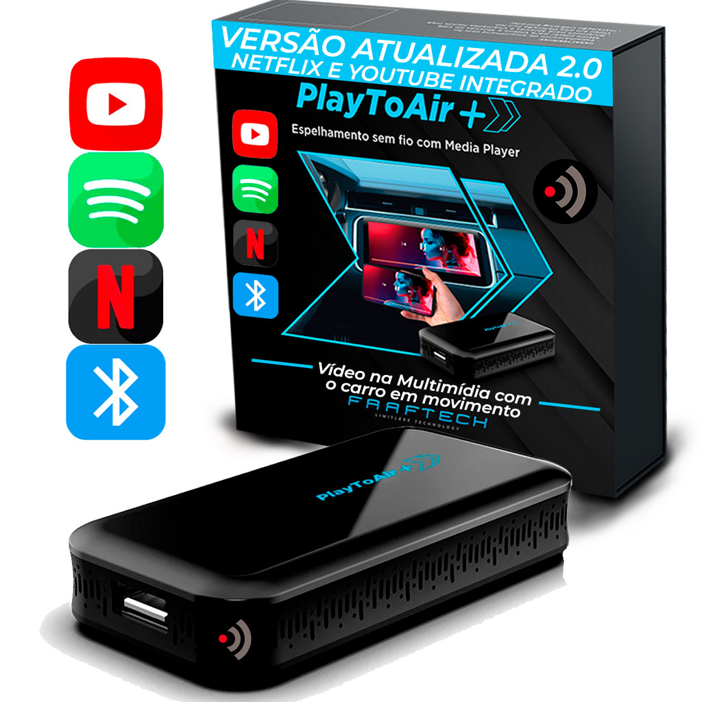 Streaming PlayToAir 2.0+ Youtube Netflix Spotify Bluetooth Espelhamento de Celular Sem Fio Multimídia em Oferta na Shopee