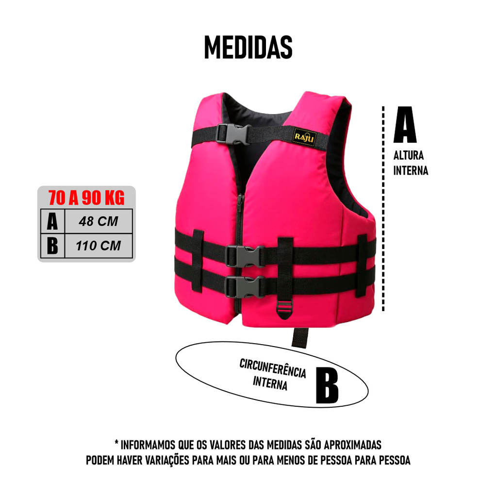Colete Salva Vidas Raju 70kg Rosa — imagem 2 de 2