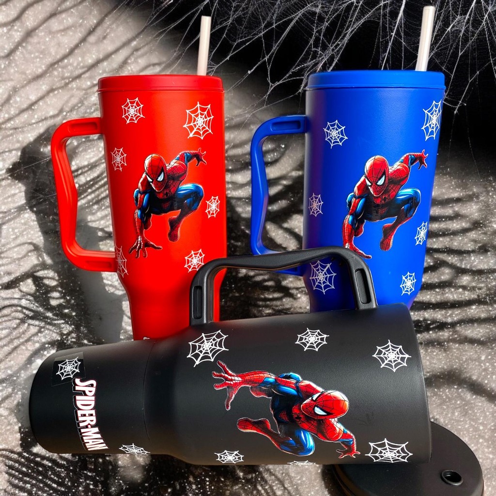 Copo com Canudo Homem Aranha Personalizado 1200ml Em Policarbonato + Brinde