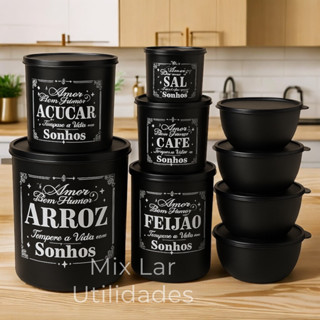 Kit de mantimentos com 9 potes para porta condimentos em Oferta na Shopee