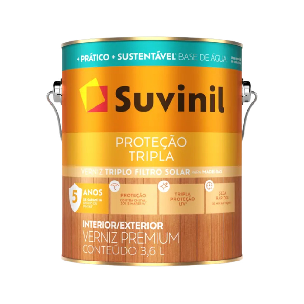 Verniz Cor e Proteção B. Água Imbuia Brilhante 3,6L Suvinil em Oferta na Shopee