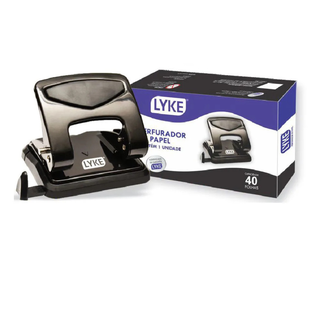Perfurador De Papel Metal 2 Furos - 40 Folhas - Lyke em Oferta na Shopee