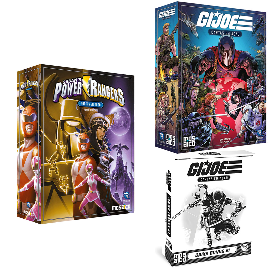 Kit Jogos Cartas Em Ação Gijoe Com Caixa Bônus + Power Ranger Board Game Mosaico