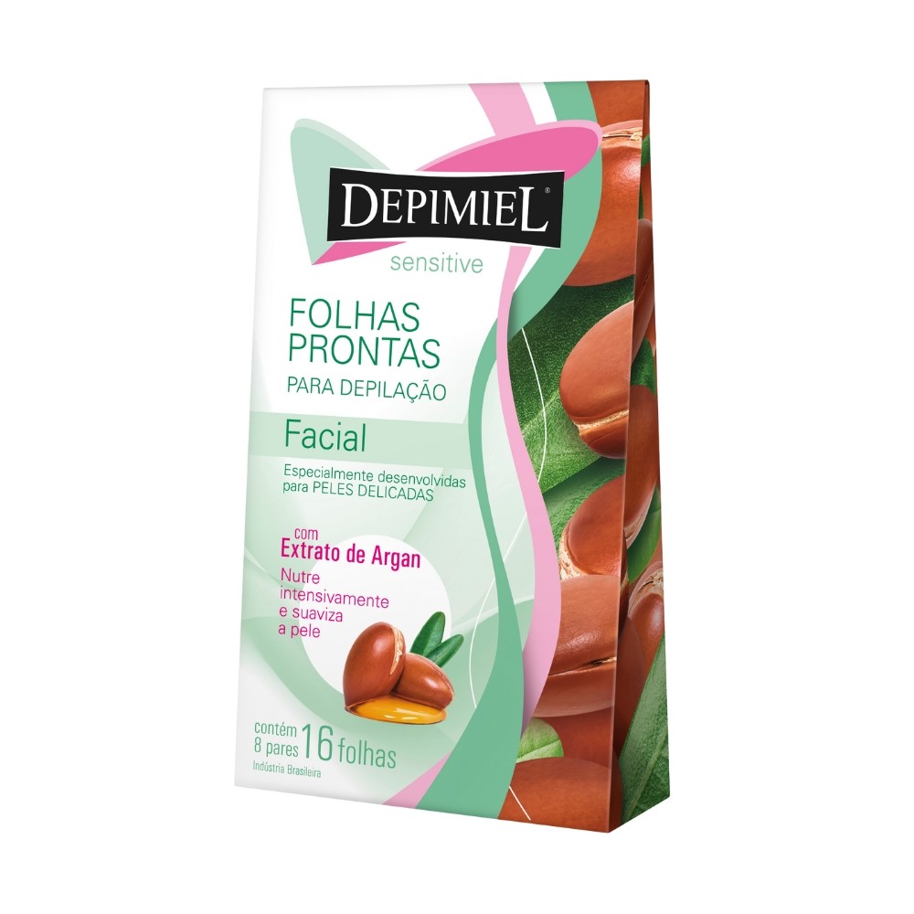 Folhas Depilatória Facial Sensitive com Óleo Argan Depimiel - Beauty