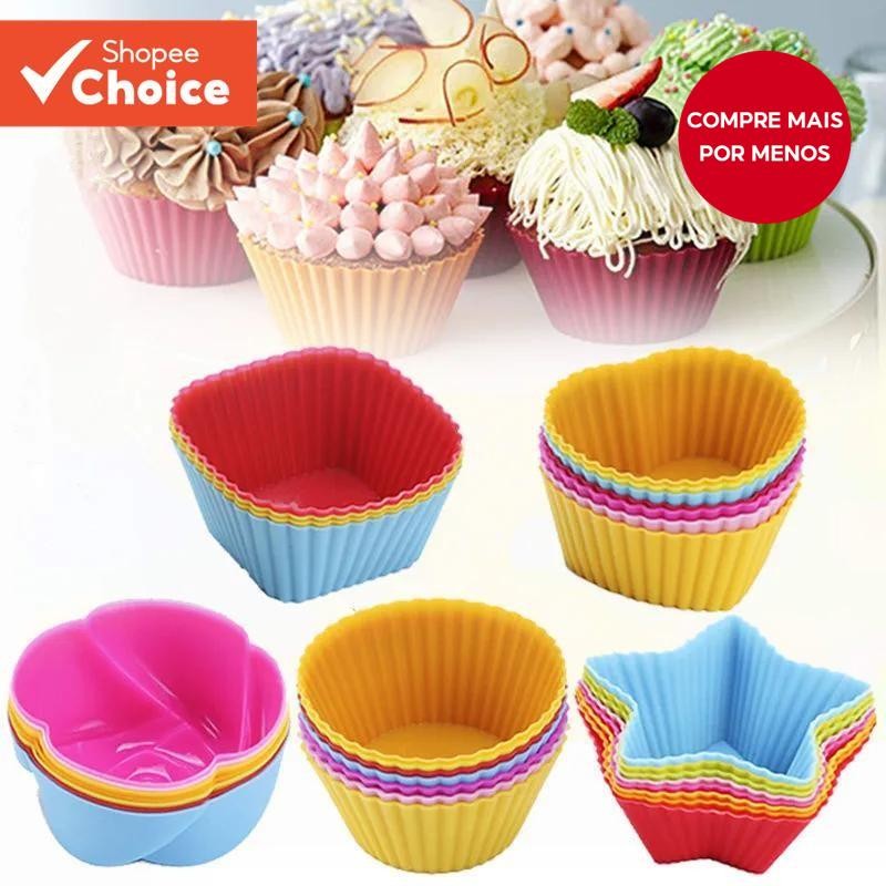 Copos De Muffin De Silicone E Molde De Cozimento De Bolo De Coração Conjunto De Ferramentas De Cozinha Decoração Seis Ou