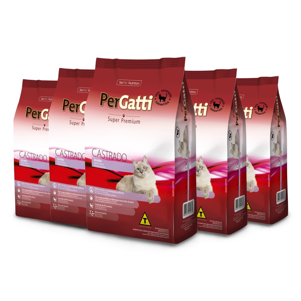 Ração para Gatos Pergatti Super Premium Adulto Castrado Salmão 5kg Serpet/Seara