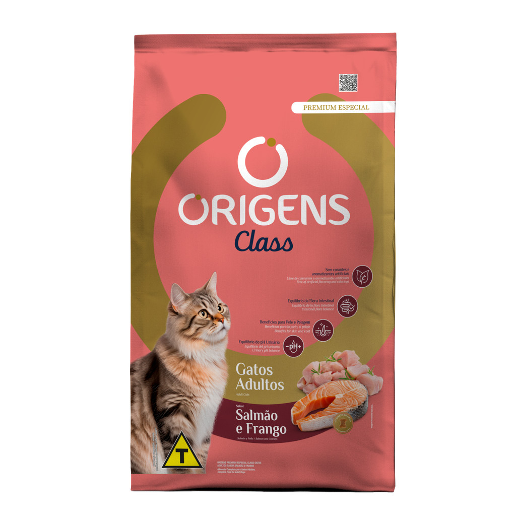 Ração 10,1kg Origens Gatos Adultos Class Salmão e Frango