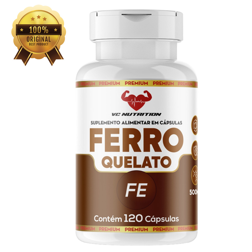 Ferro Quelato 120 capsulas de 500mg original em Oferta na Shopee