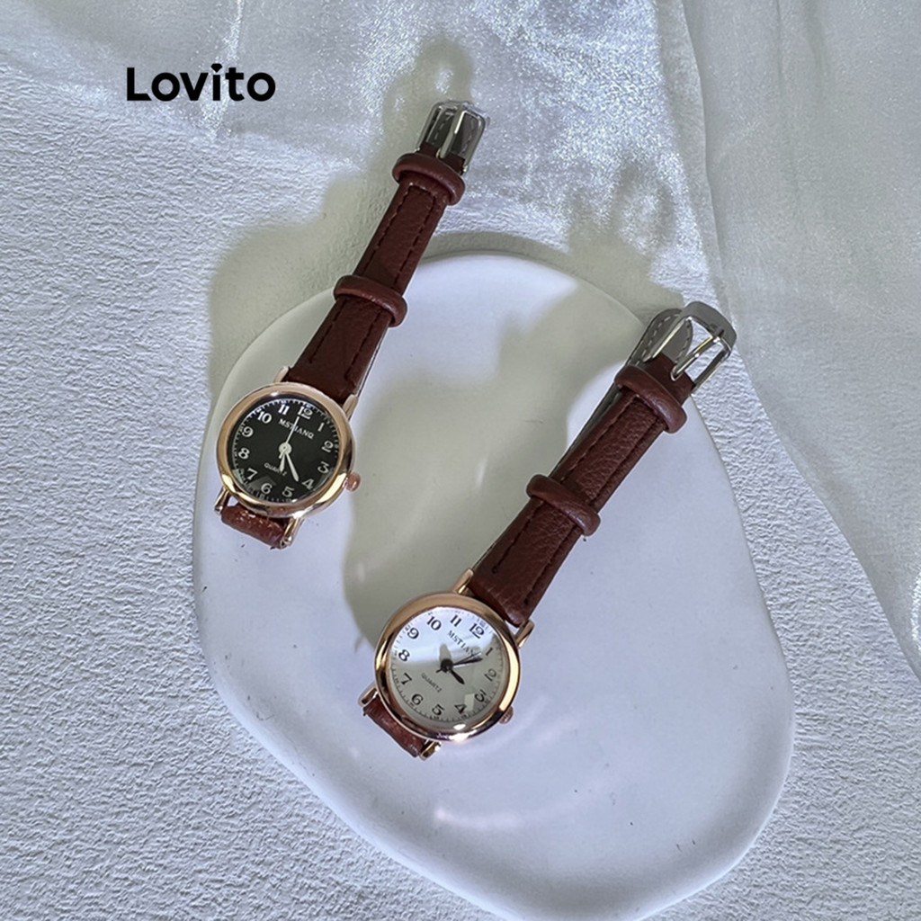 Lovito Relógio Digital de Quartzo Simples com Pulseira de PU para Mulheres LNA13102 (Branco/Preto) 
        