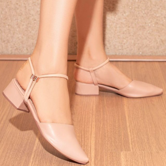 Scarpin Sapatilha Sapato Feminino Bico Fino Salto Bloco Confortável em Oferta na Shopee