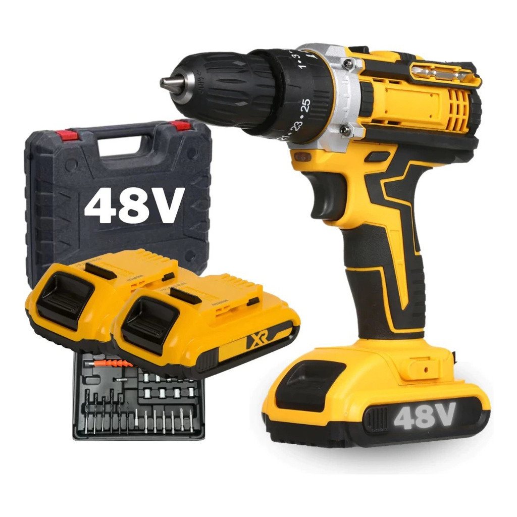 Parafusadeira Furadeira Impacto Profissional 48v 2 Baterias em Oferta na Shopee