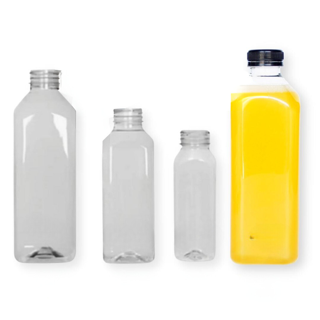 100 und Garrafa Plástica Descartável Pet 1 Litro Transparente com Tampa Preta 1000ml 1 Litro 1L
