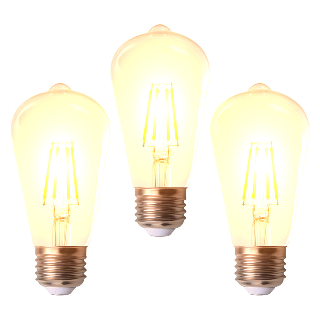 Kit 3 Lampadas Led Filamento ST64 4w 2200k Branco Quente E27 110v/220v Bivolt Ip20 Cod: AL...