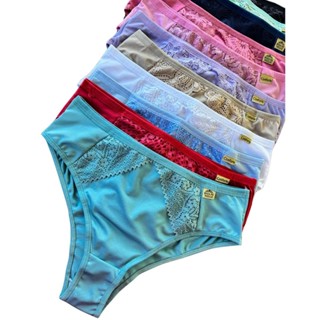 KIT Calcinha Conforto Renda Microfibra Lisa Redutora Luxo Lateral Larga Conforto Lingerie em Oferta na Shopee