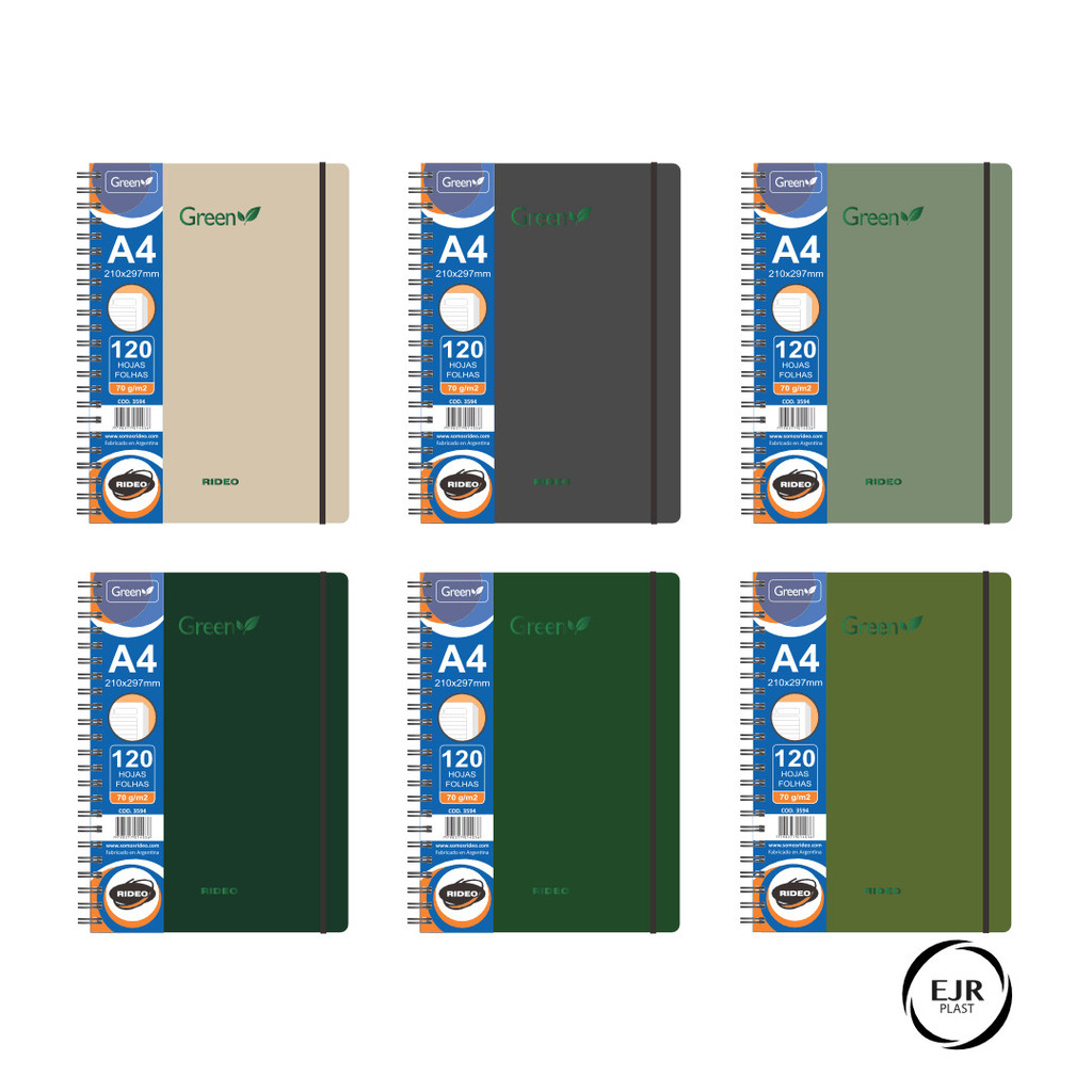 Caderno A4 Rideo 120 fls 1 Mat Green