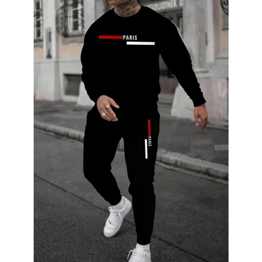 Conjunto Blusa de Frio Preto Gola Careca + Calça de Moletom Modelo: "Paris" CONJ-1812-PT  nestar