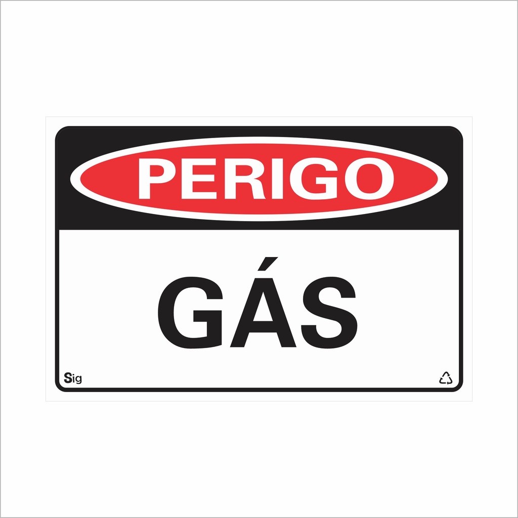 Placa de Sinalização  PERIGO GÁS 20x30