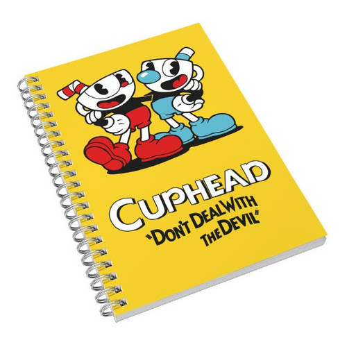 Caderno Universitário Cuphead Video Juegos 1, 10 e 15 Matérias Escolar Capa Dura Animes  Desenhos