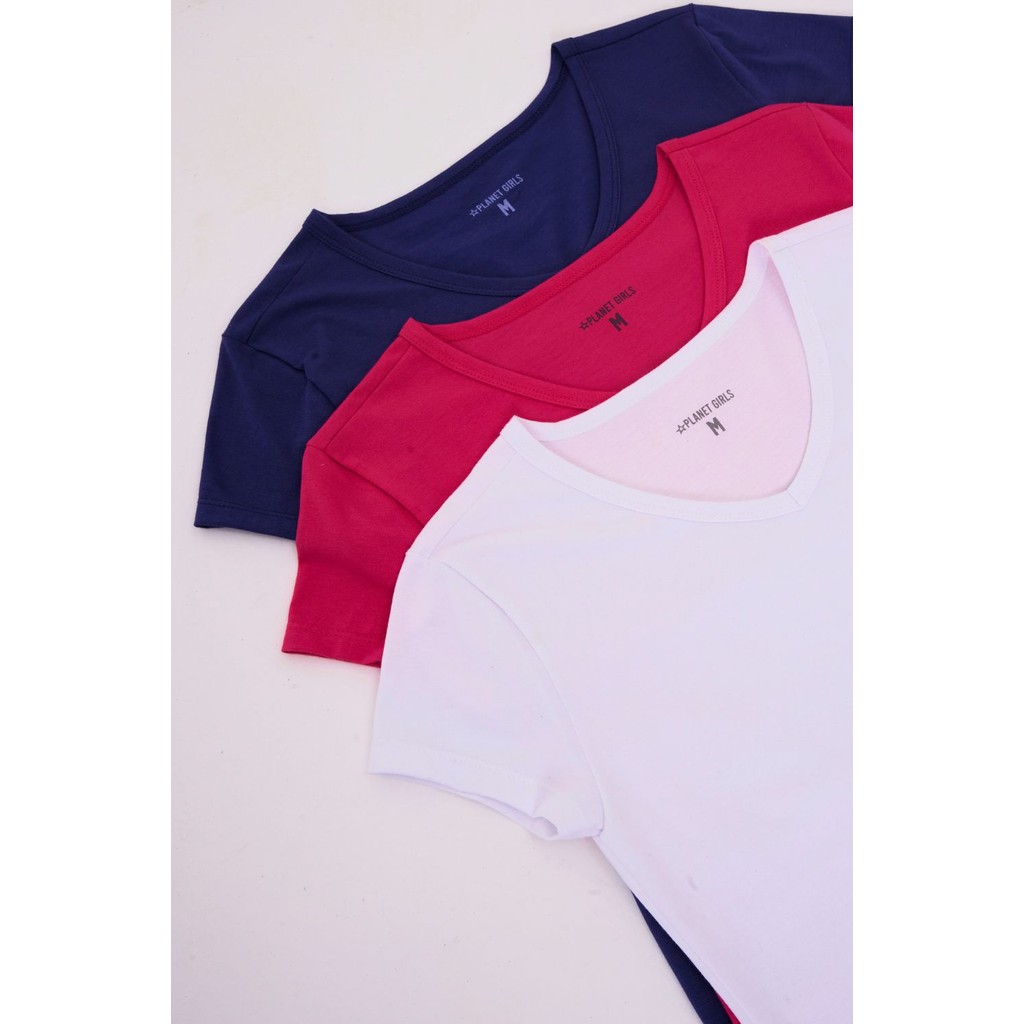 Kit 3 Camisetas Femininas em Malha Planet Girls Sortido