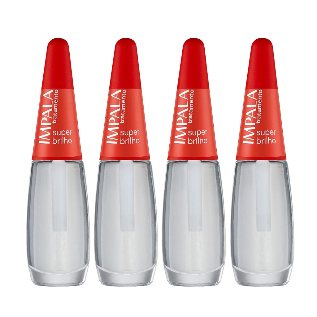 Kit 4 Esmalte Impala Base Super Brilho Tratamento Manicure