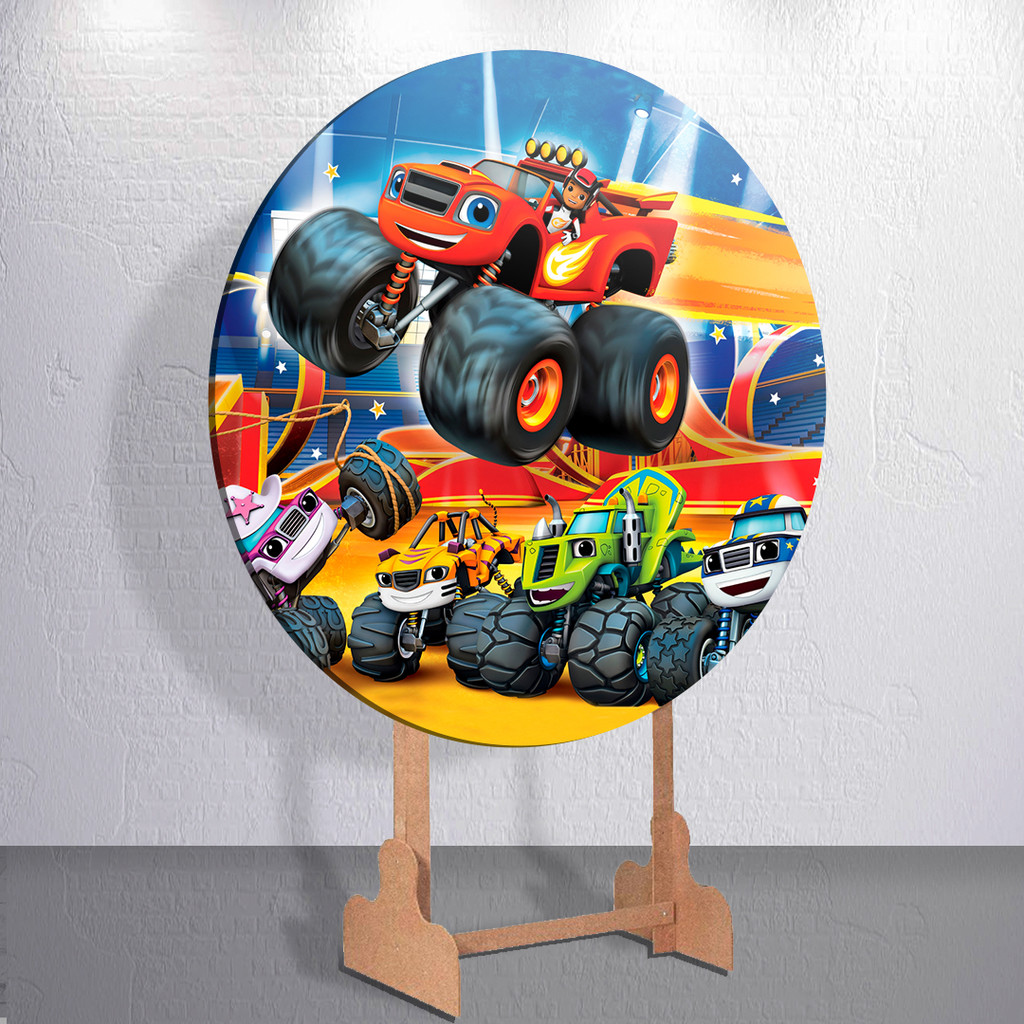 Capa para painel redondo tema Camionete Desenho Menino decoração infantil tamanhos mini e grande