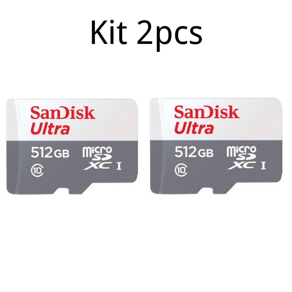 KIT 2 Cartão Memória Micro Sd Sandisk 512GB Classe10 Ultra