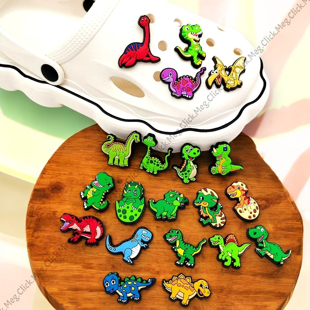 Kit 10 Pins Dinossauros | Bottons para Sandálias e Babuches – Acessórios PVC Divertidos 🦖 em Oferta na Shopee