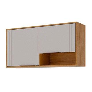 Armário Aéreo p/ Cozinha Aurea c/ 2 Portas 120cm Cinamomo/Off White - MGM em Oferta na Shopee