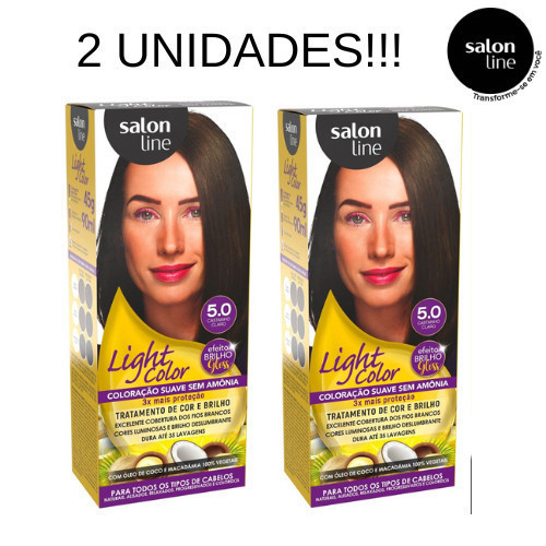 Kit 2 Coloração suave Light Color 5.0 Castanho Claro Salon Line
