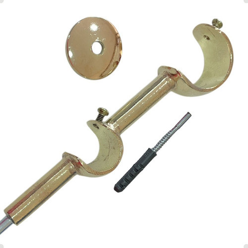 Kit 6 Unid Suporte Varão Comum Duplo Parede 19/28mm Dourado Ilhós Argola Comum Cortina