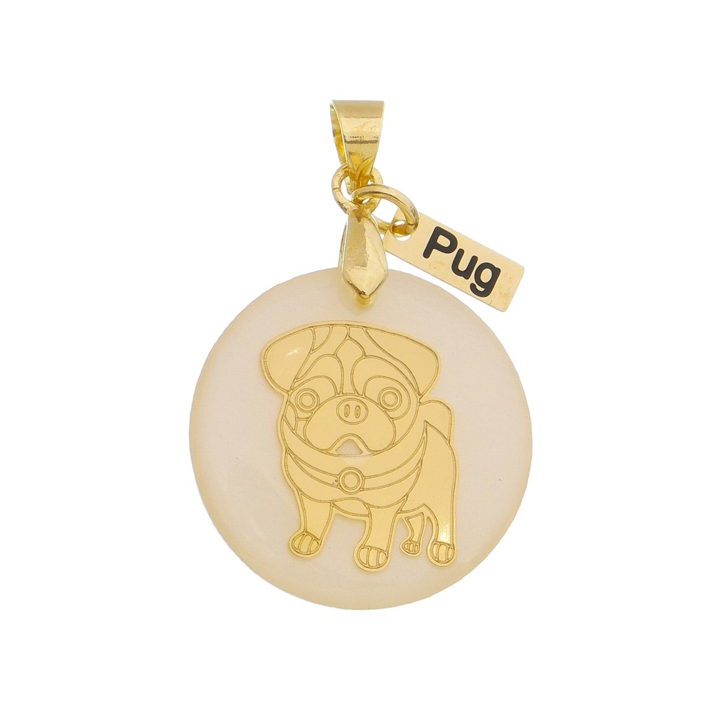 Pingente Pet Cachorro Pug Folheado em Ouro 18k