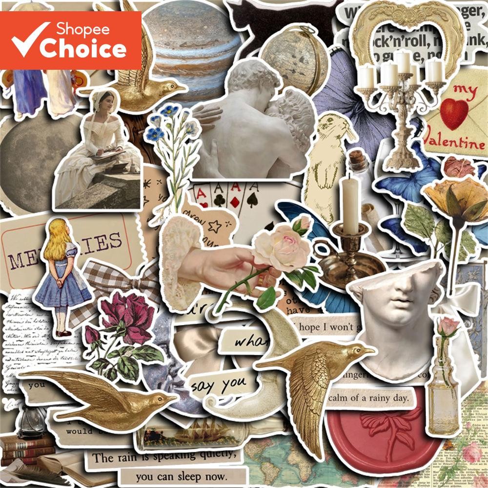 50 Peças De Adesivos De Arte Retrô-Decalques Washi DIY Para Laptop , Scrapbooking E Artesanato